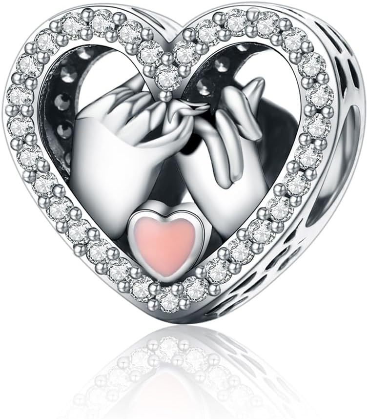 VOROCO Store 925 Sterling Silver Love Heart Charm for Charm Bracelet, Christmas Mother's Day Birthday Perfect Jewelry Gifts for Mom Grandma Daughter Friend Sister - Image 1
